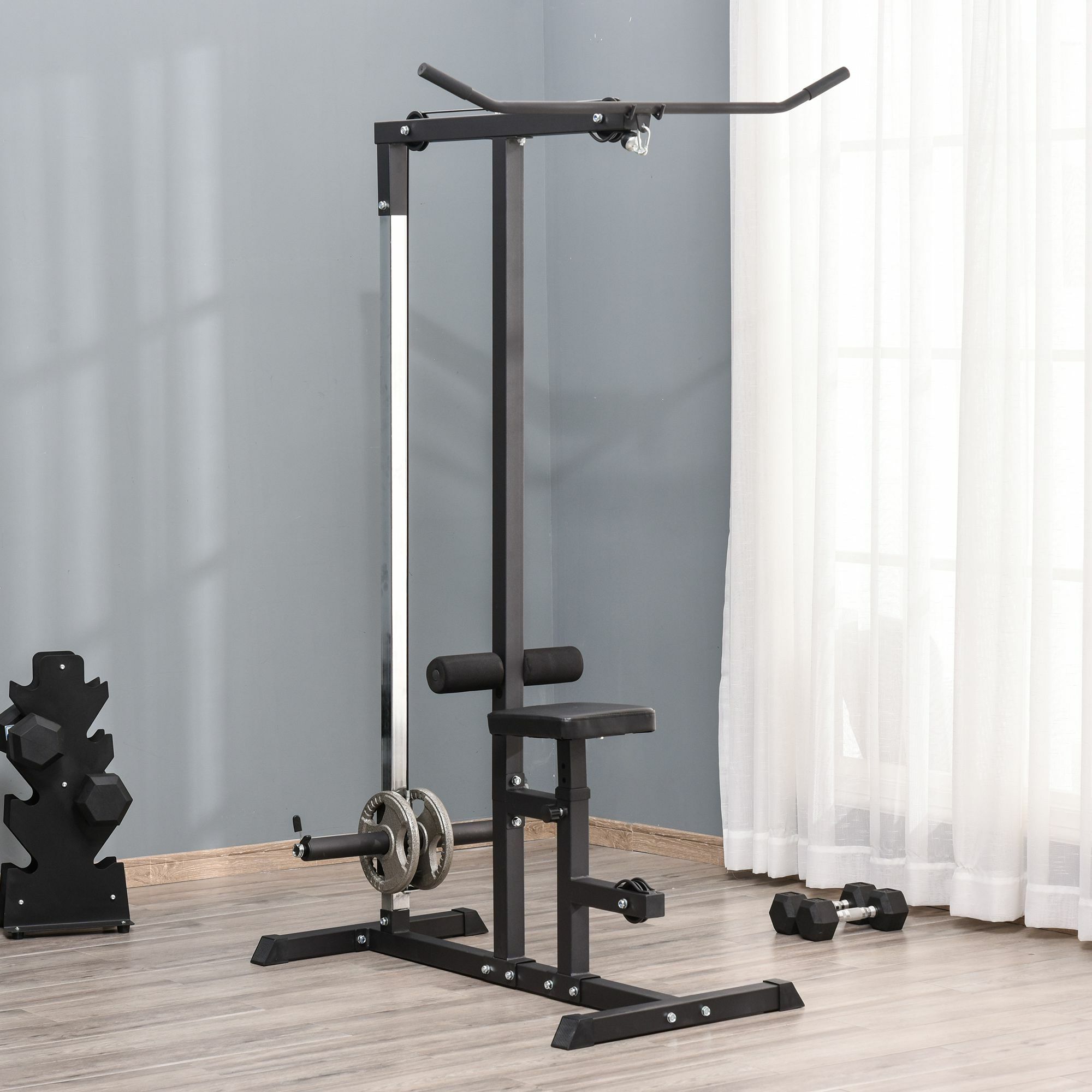 HOMCOM Kraftstation Ideales Training für verschiedene Muskelgruppen, 3 Höhenpositionen Schwarz 107 x 120 x 190 cm (BxTxH)