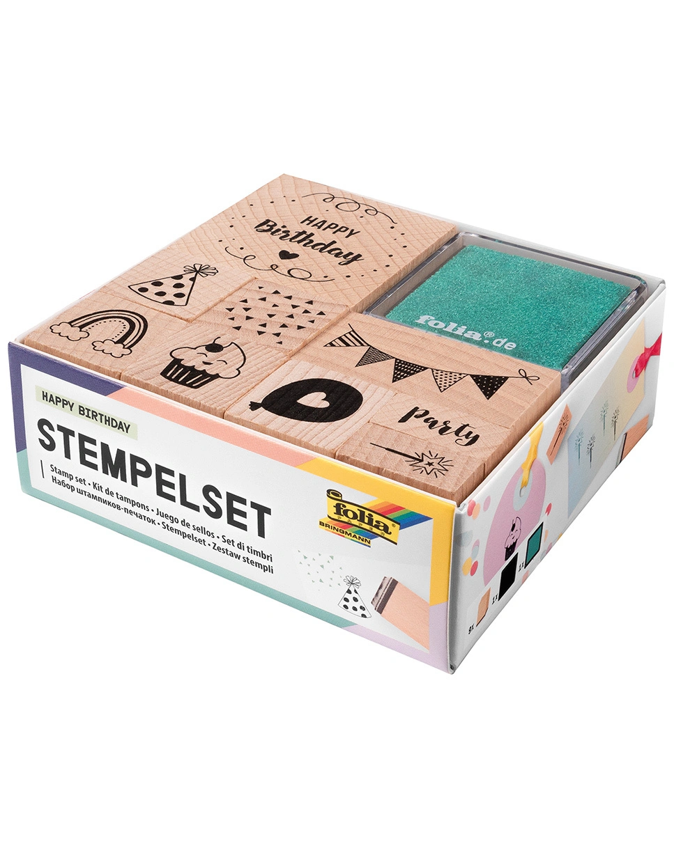 Holzstempel-Set HAPPY BIRTHDAY 11-teilig