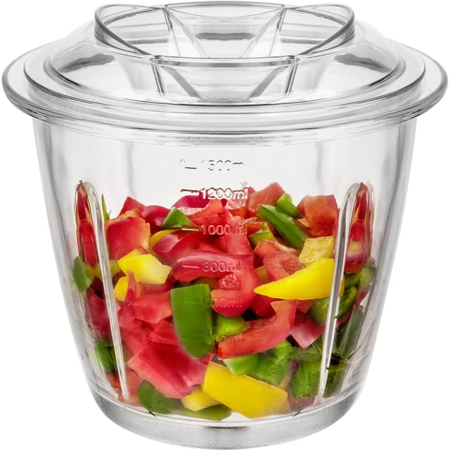1,5 L minihakker med glasbeholder.