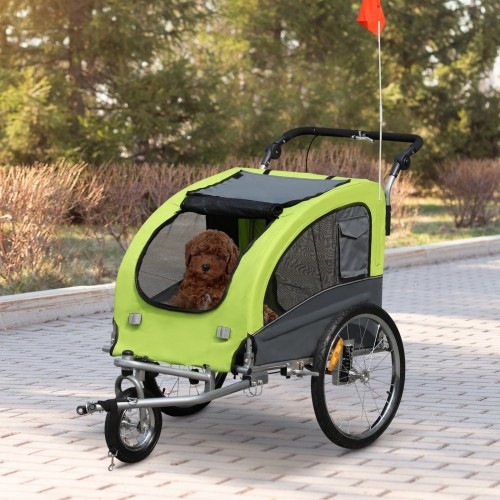 Reboque para bicicleta PawHut para cães, verde/preto