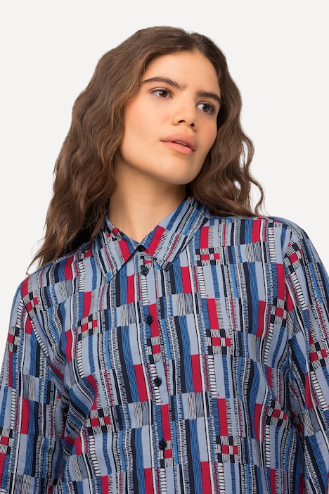 Hemdbluse, Streifenmuster, Hemdkragen, Langarm
