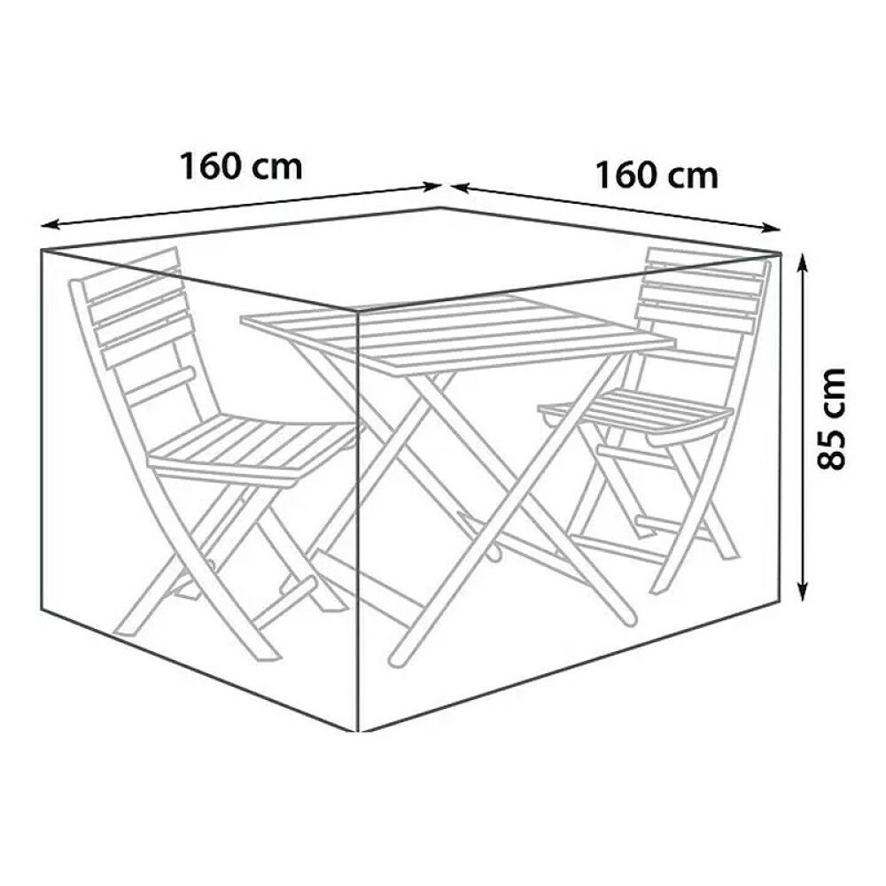 OVERTREKK SUNFUN CAFESETT SVART 160X160X85 CM