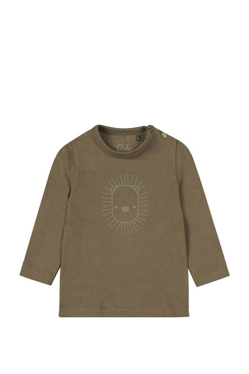 Dirkje baby longsleeve met printopdruk groenbruin