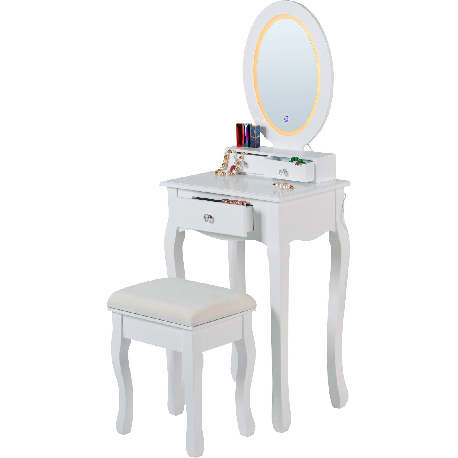 Schminktisch Lisa mit Hocker + LED MDF