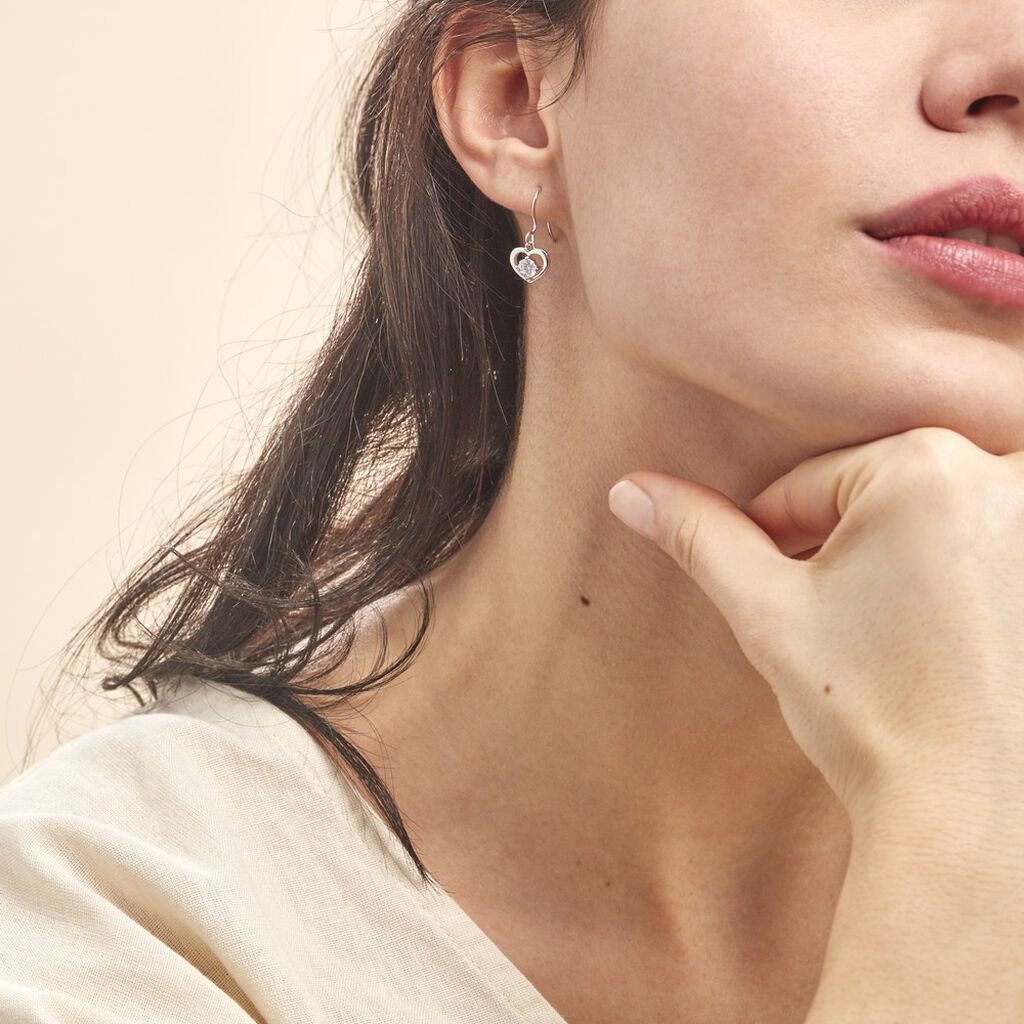 Boucles D'oreilles Pendantes Nalan Argent Blanc Oxyde De Zirconium
