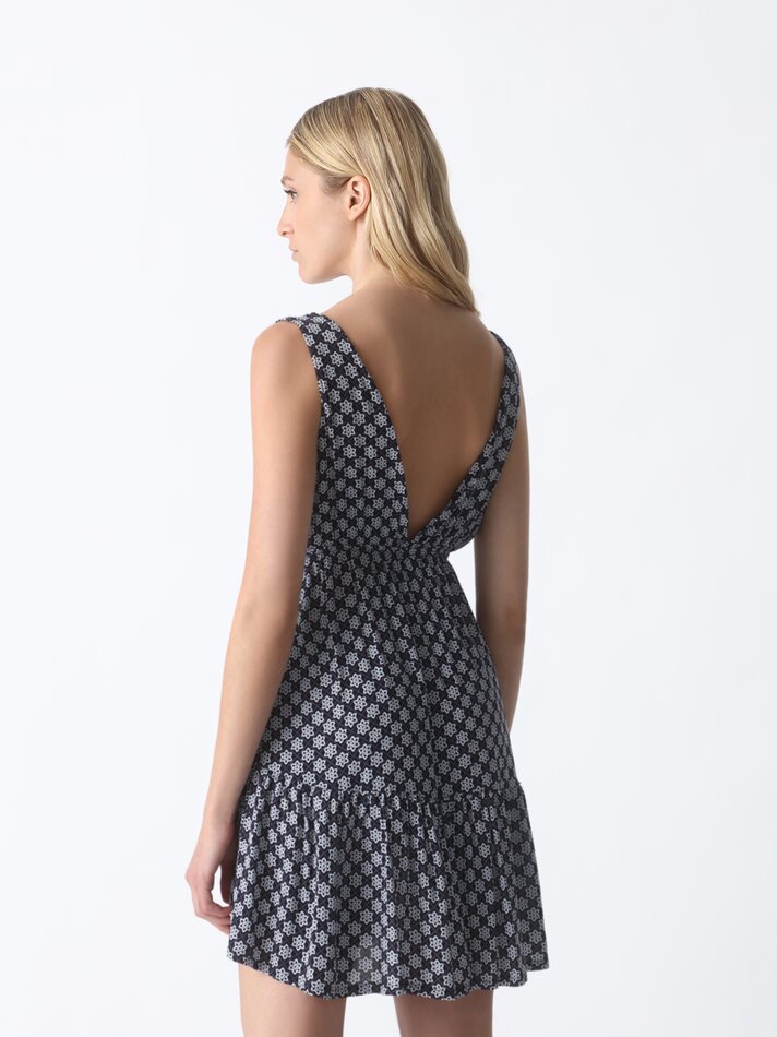 Vestido estampado de alças finas - Azul