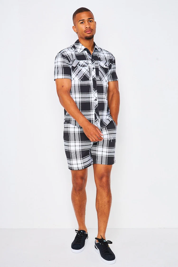 Chemise noire à manches courtes à carreaux / Project X - 2110177