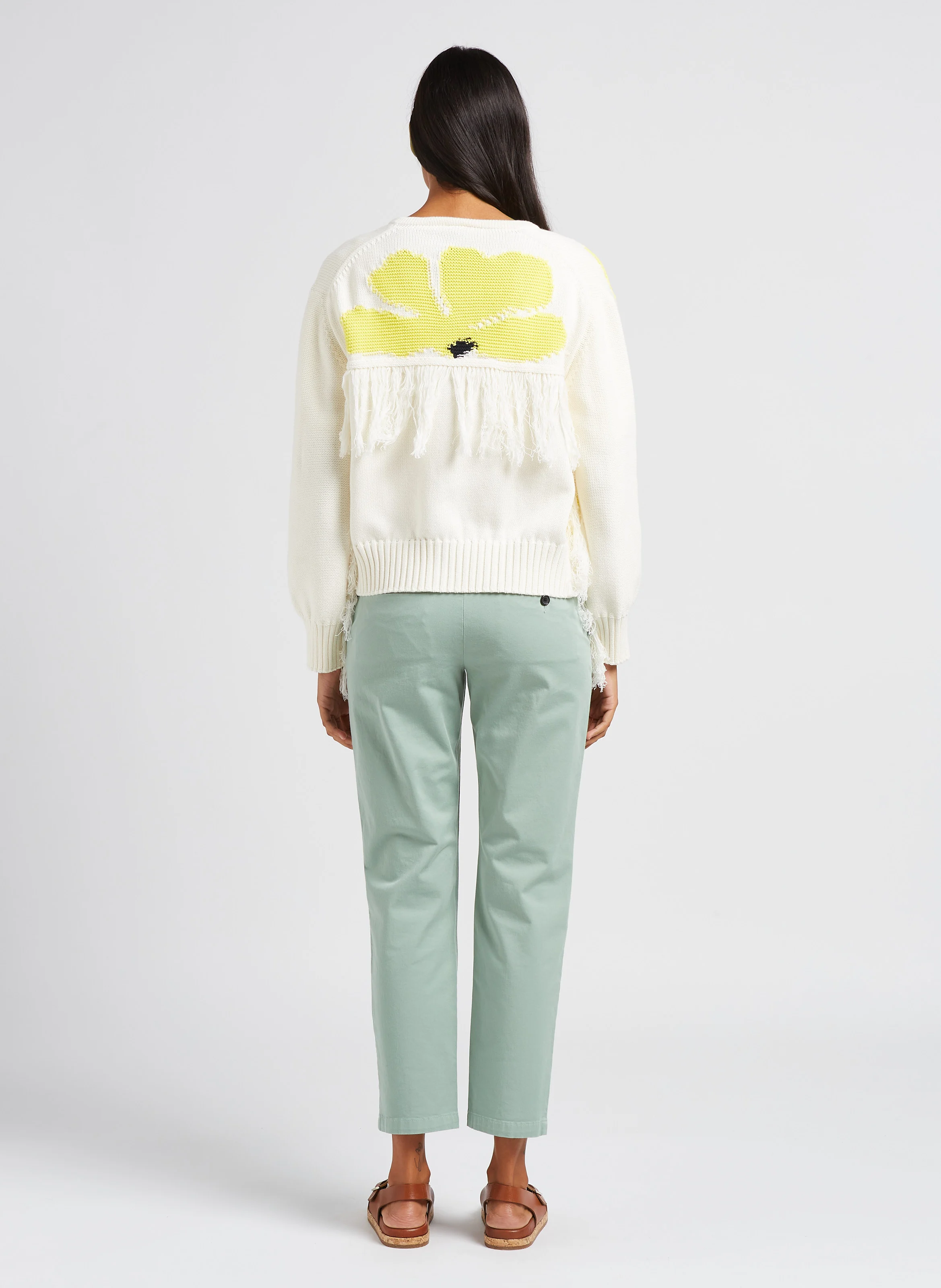 Gilet court à franges | Blanc