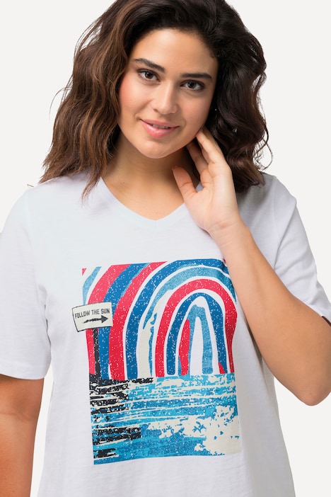 T-Shirt, Meeresmotiv, Classic, V-Ausschnitt, Halbarm