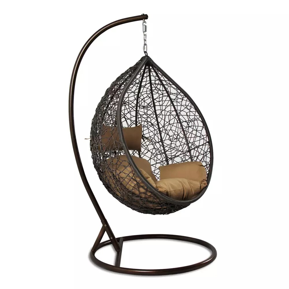 PureHaven Hängesessel 115x120x202 cm Rattan-Kunststoffgeflecht