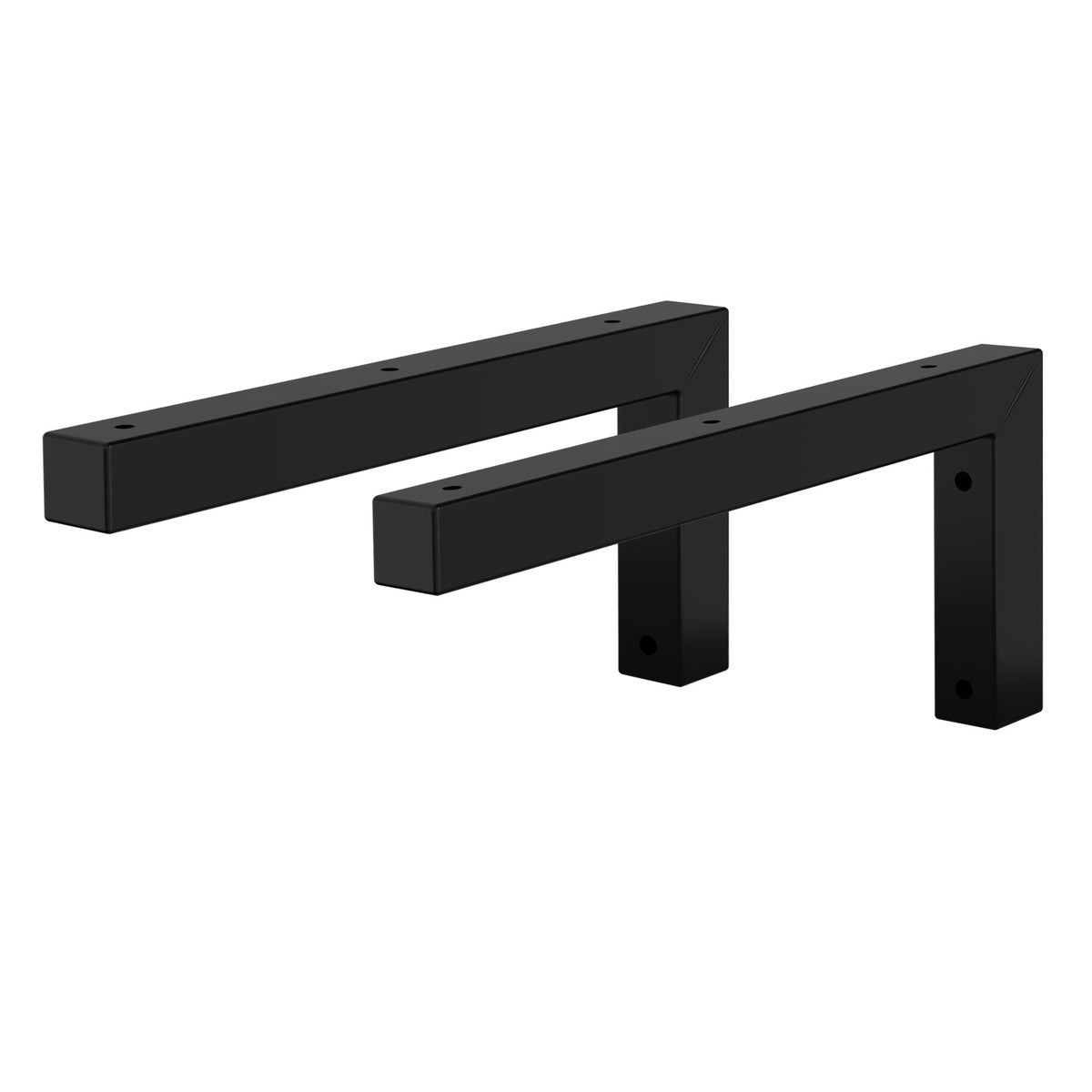 ML-Design 2-delige set L-vormige wandconsoles voor wastafels, 350x150 mm, zwart staal, design wastafelconsole, wandbevestiging voor wastafelblad, planchetconsole, planchethouder