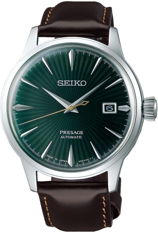 Seiko - Presage - Herenhorloge - Zilver - RVS - Bruin - Leer