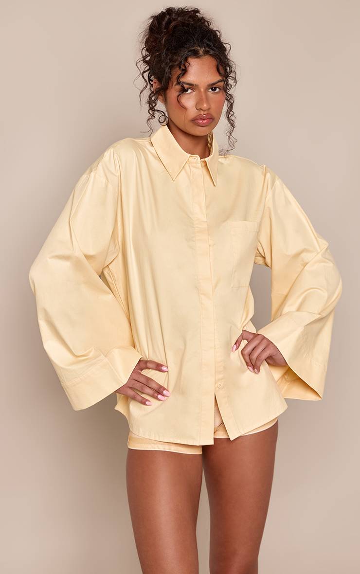 Citron Chemise Oversize En Coton À Manches Larges