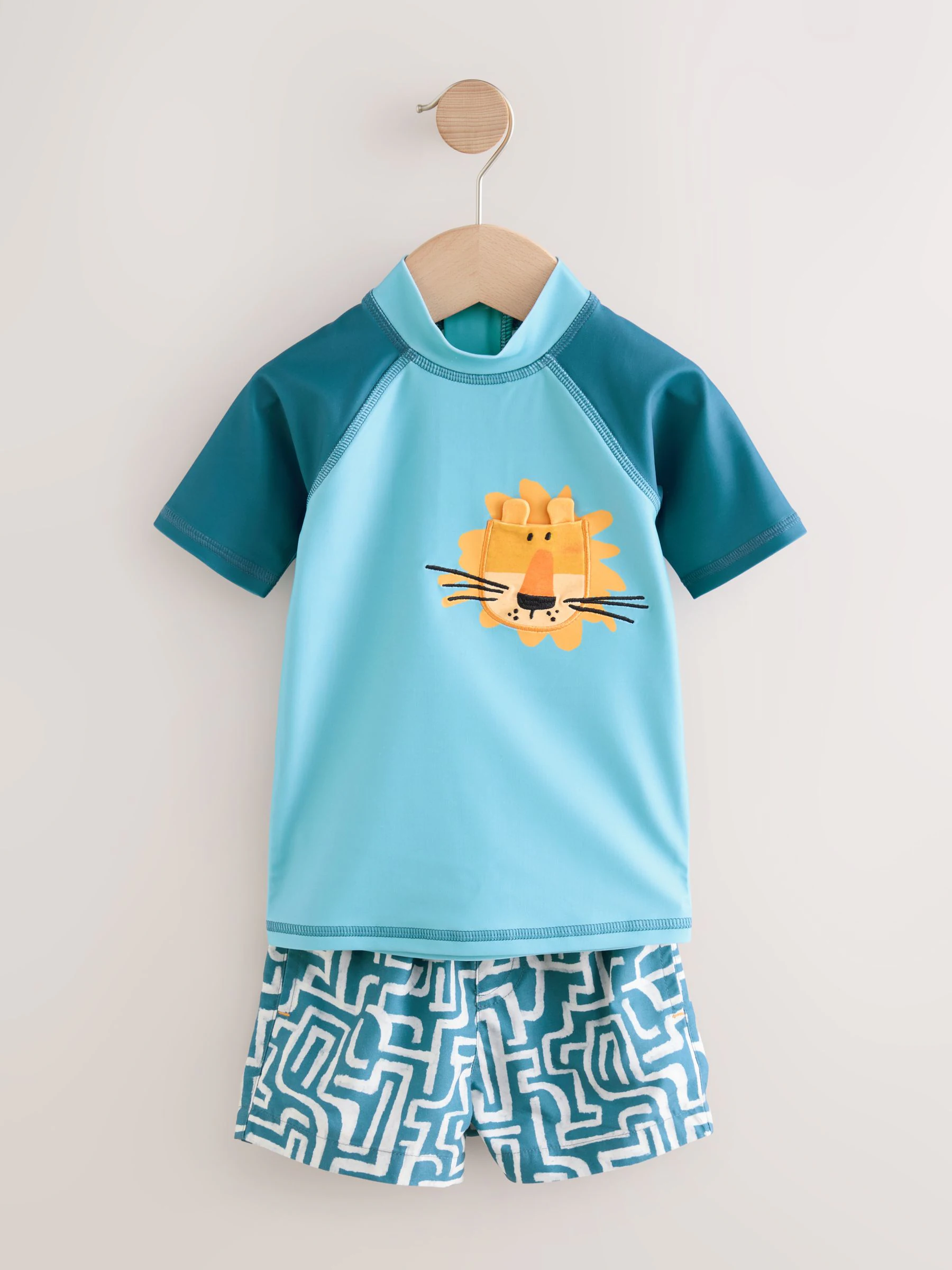 Blauw leeuw - Set van surfhemdje en shorts (3 mnd - 7 jr)