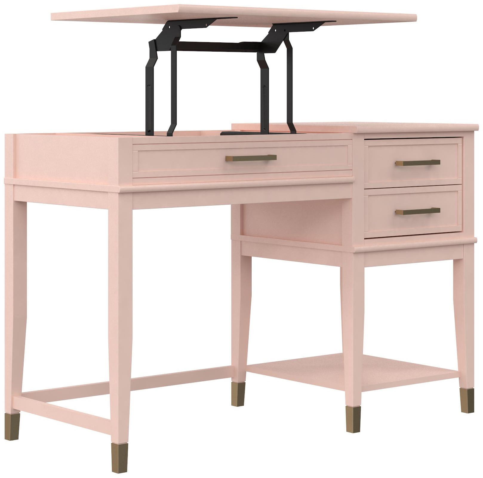 CosmoLiving by Cosmopolitan Schreibtisch »Westerleigh« 1 Stk. tlg. höhenverstellbar, mit 2 Schublade, Beine Massivholz, Griffe aus Metall