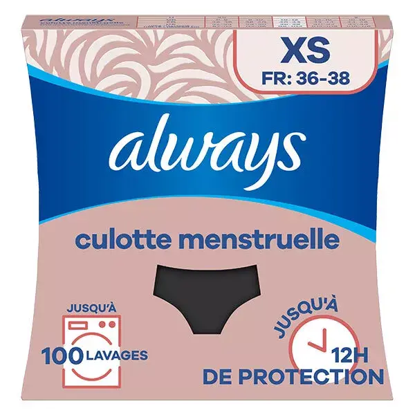 Calcinhas menstruais laváveis, tamanho XS, para fluxo moderado a intenso, 1 unidade.