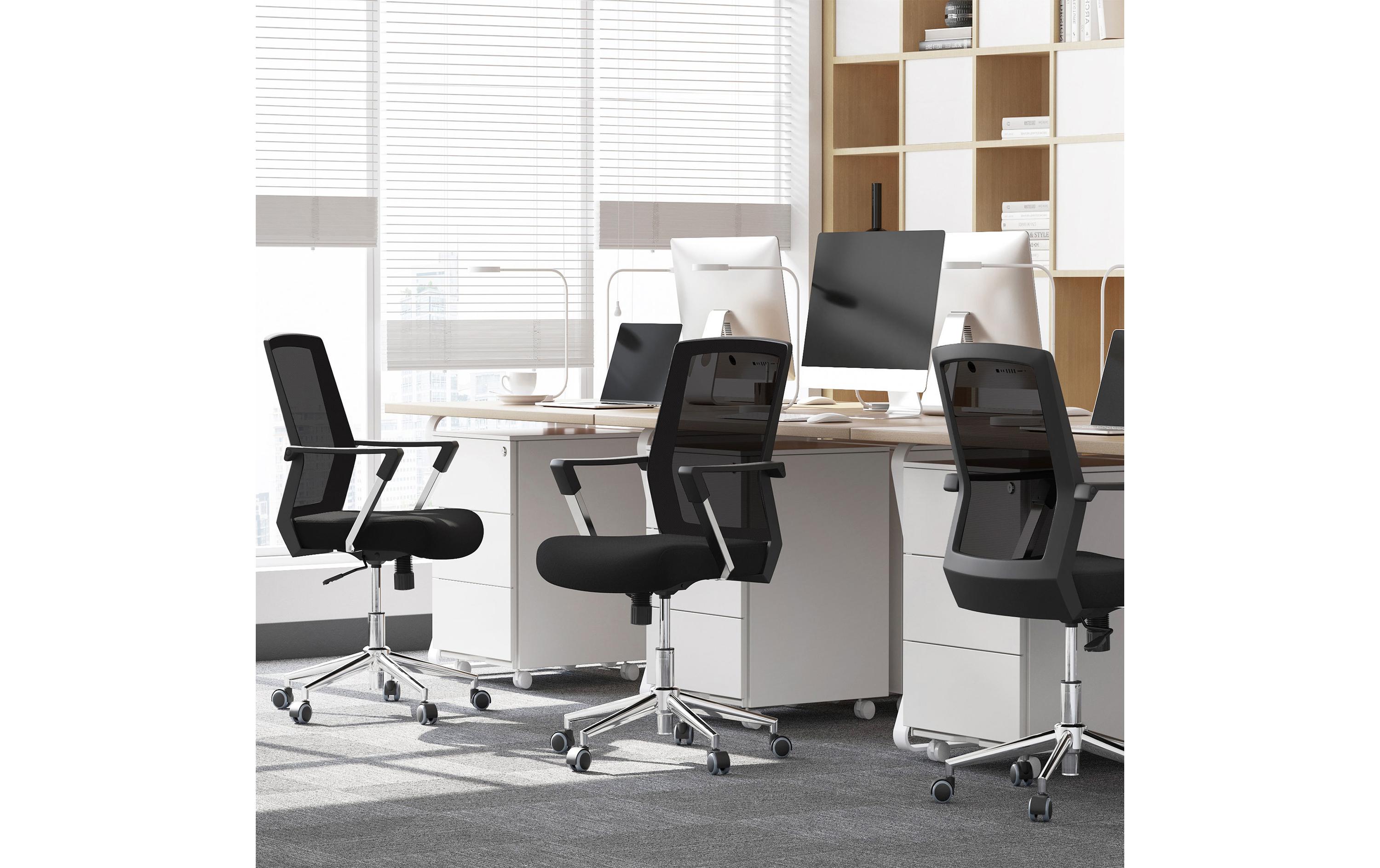 Bürostuhl mit Netzrücken und Armlehnen, SchwarzBequemer und ergonomischer Schreibtischstuhl