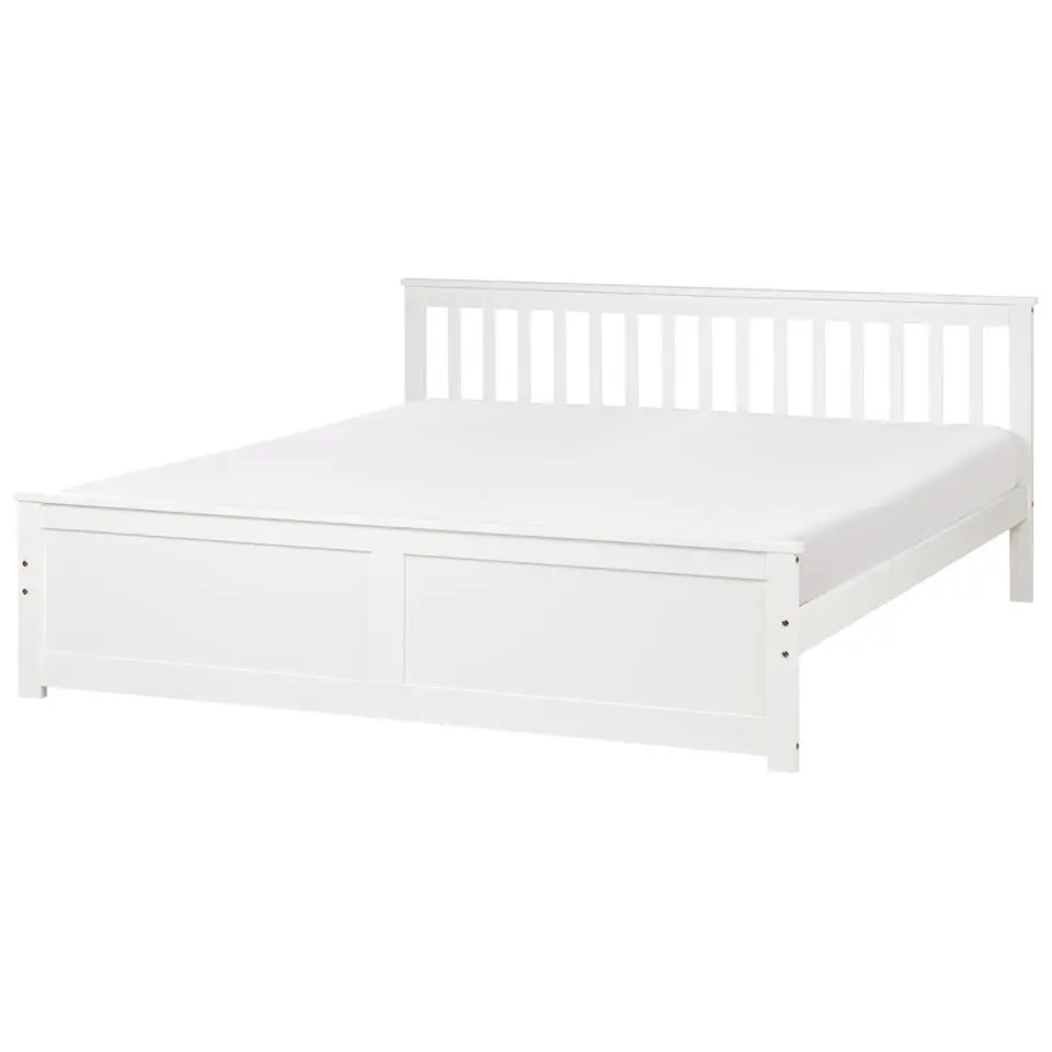 OLENDON - Tweepersoonsbed - Wit - 180 x 200 cm - Dennenhout