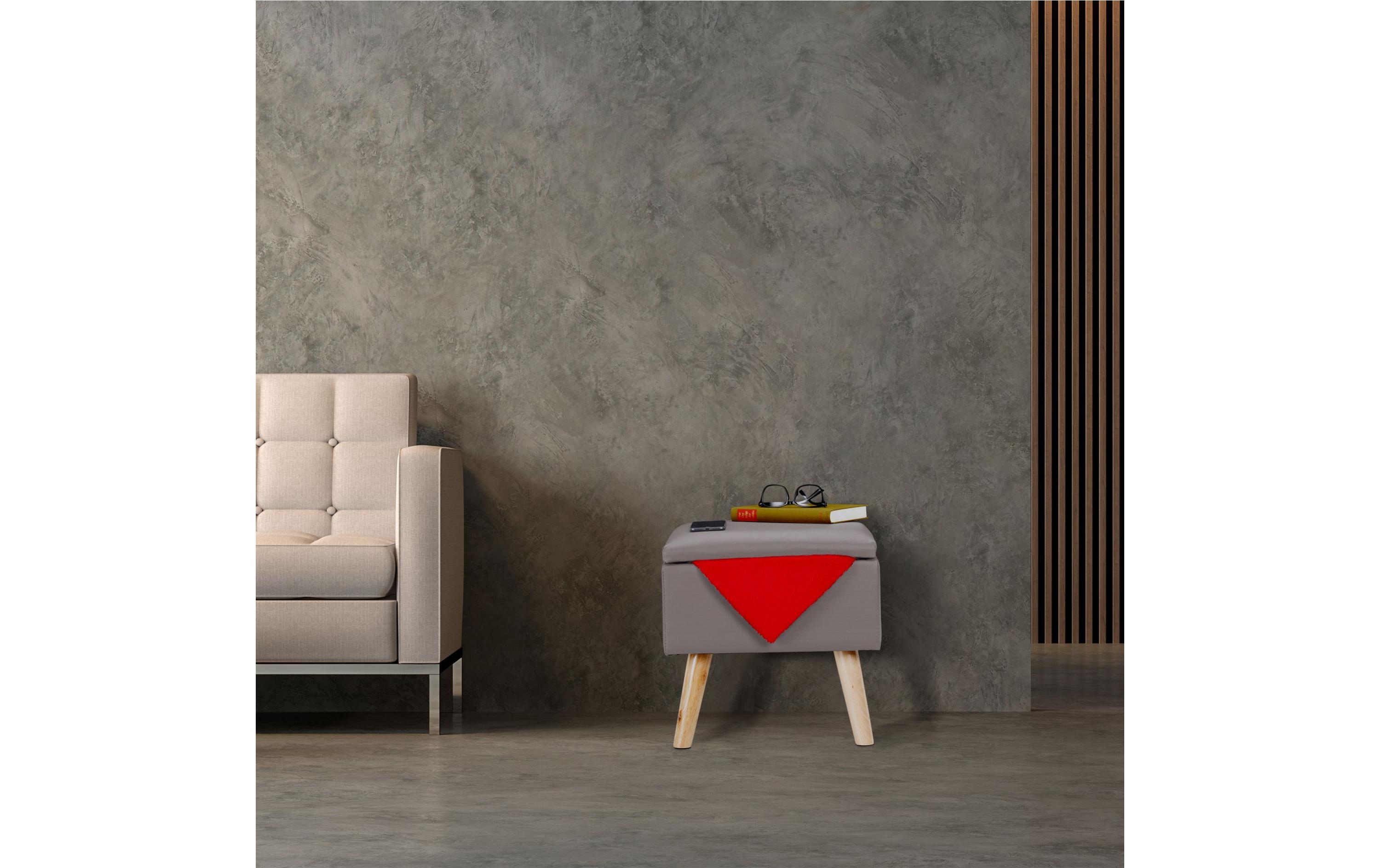 Hocker HellgrauSitzhocker mit Stauraum aus Kunstleder