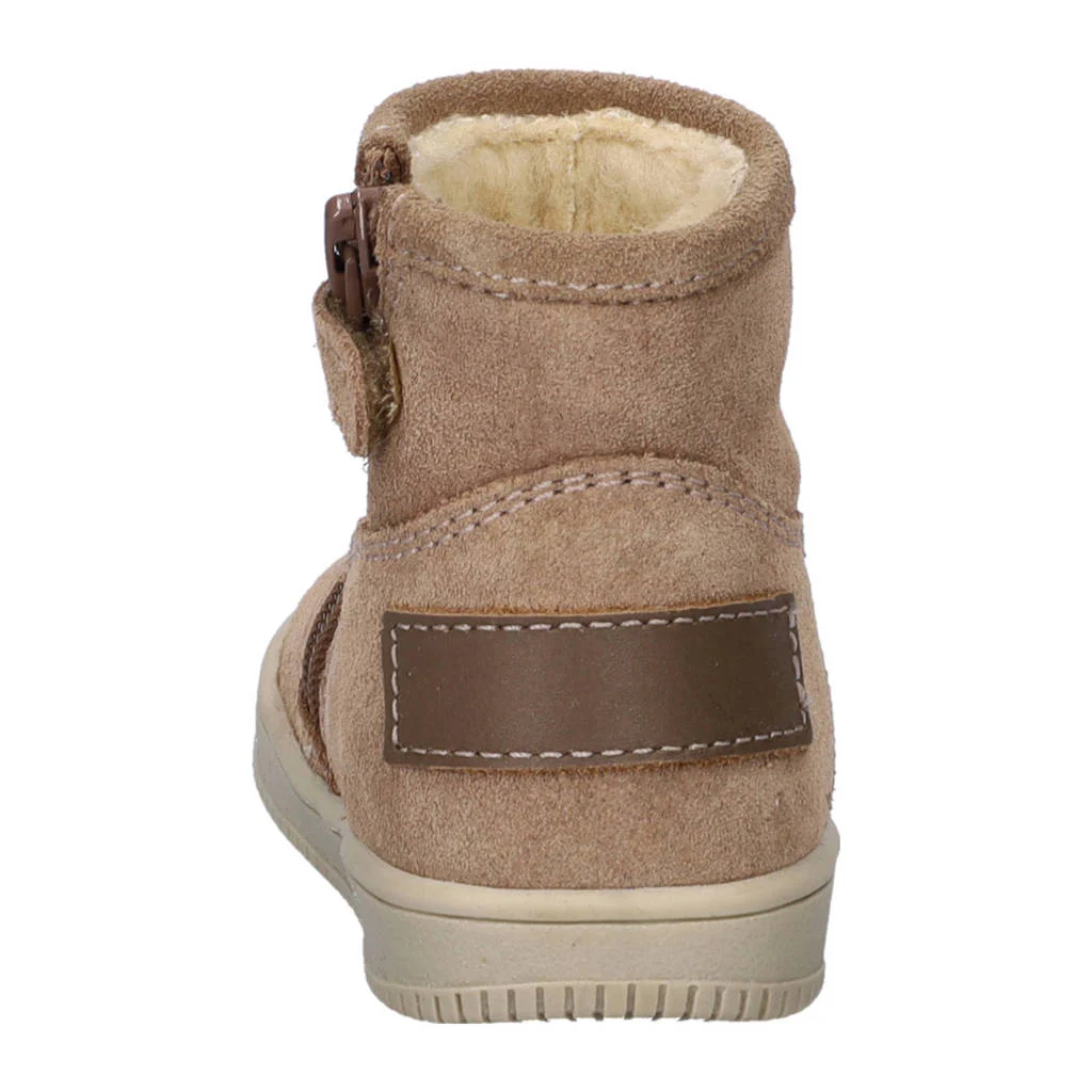 Nelson Kids gevoerde suède enkelboots beige