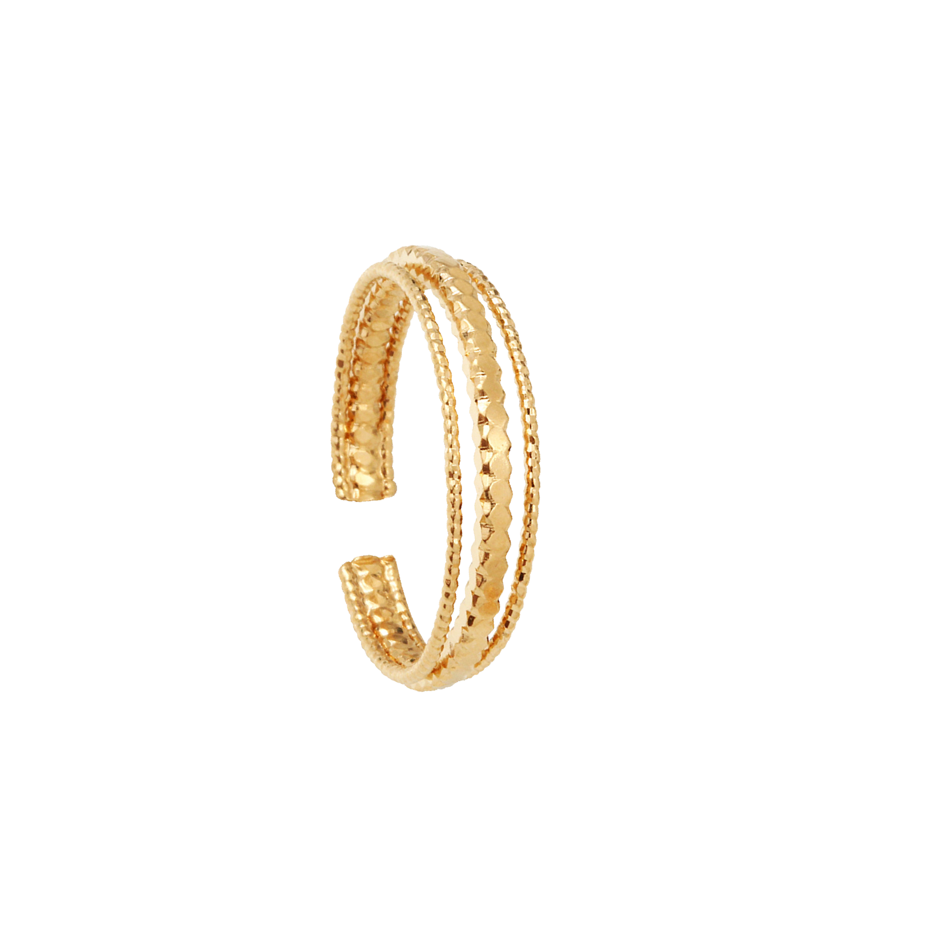 N02 - Bague ajustable travaillée en laiton | Doré