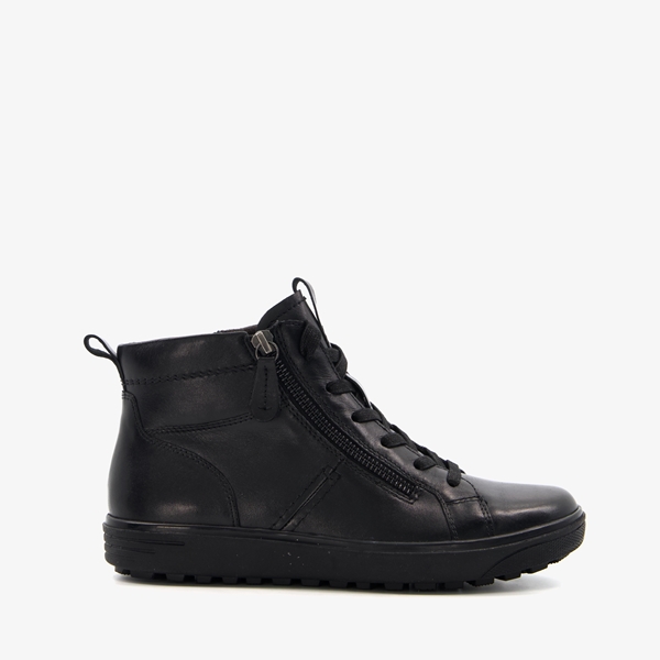 Tamaris Comfort hoge leren dames sneakers zwart