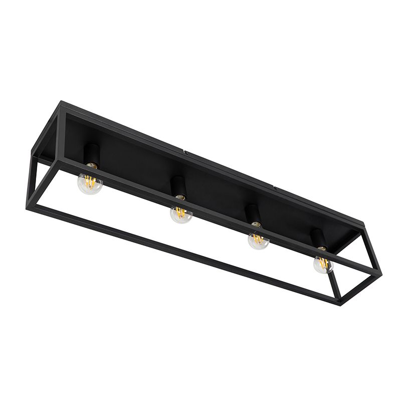Industriële plafondlamp zwart 99,5 cm 4-lichts - Cage