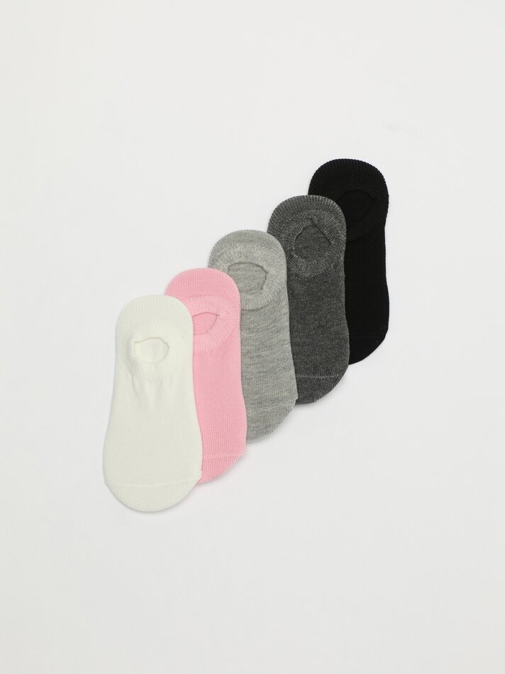 Pacote com 5 pares de meias invisíveis básicas - Tons de rosa