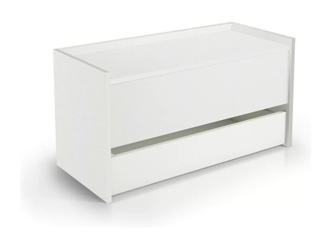 Commode Dgaiard, Meuble d'entrée moderne avec étagère à chaussures, Coffre avec deux conteneurs, 100% Made in Italy, 90x40h46 cm, Blanc