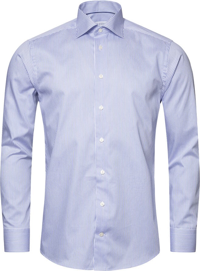 ETON Slim Fit Mid Blue Twill Shirt Blå