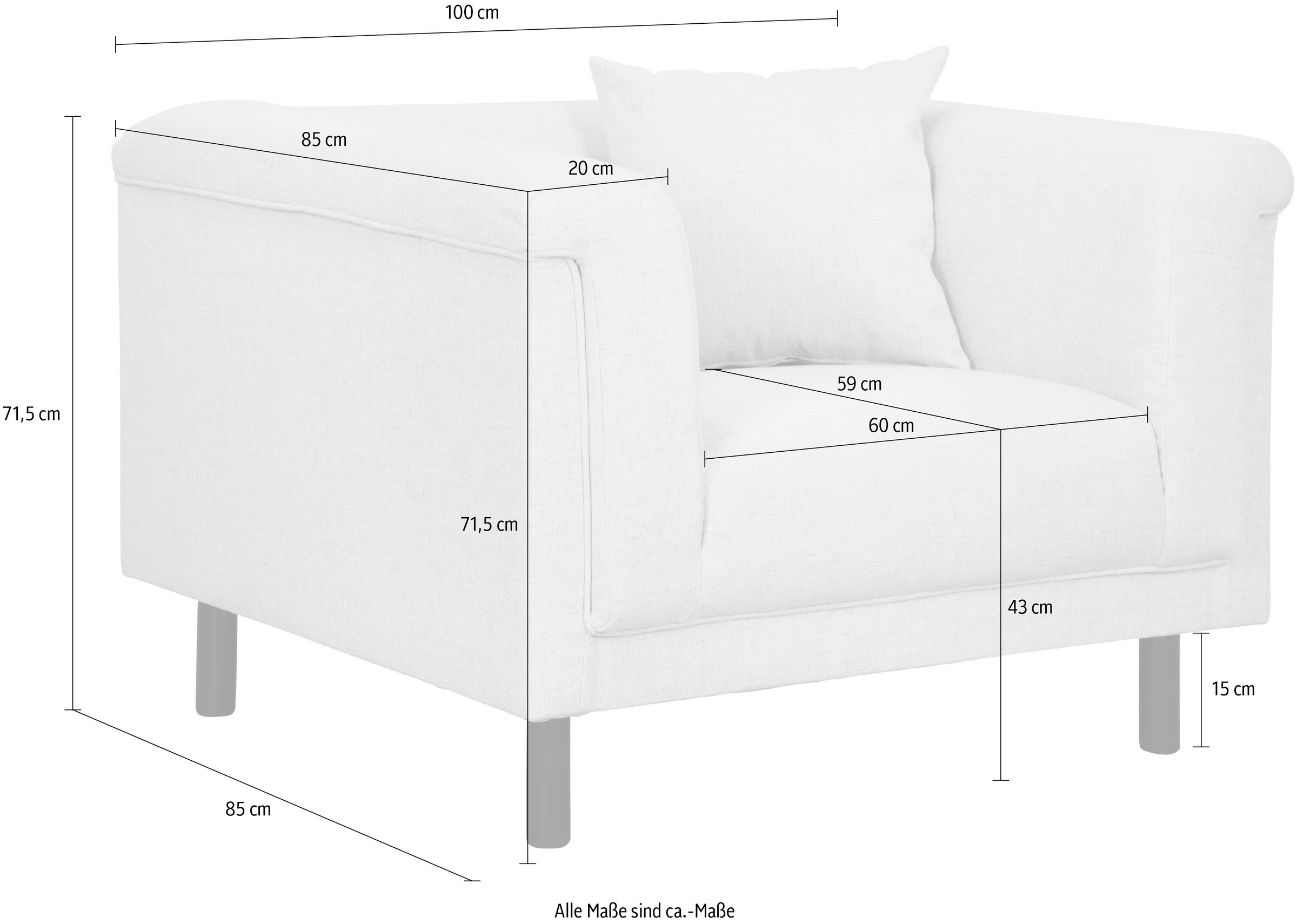 Home affaire Sessel »AGNIA   B/T/H: 100/85/71 cm« incl. Zierkissen, auch in Cord und Bouclé