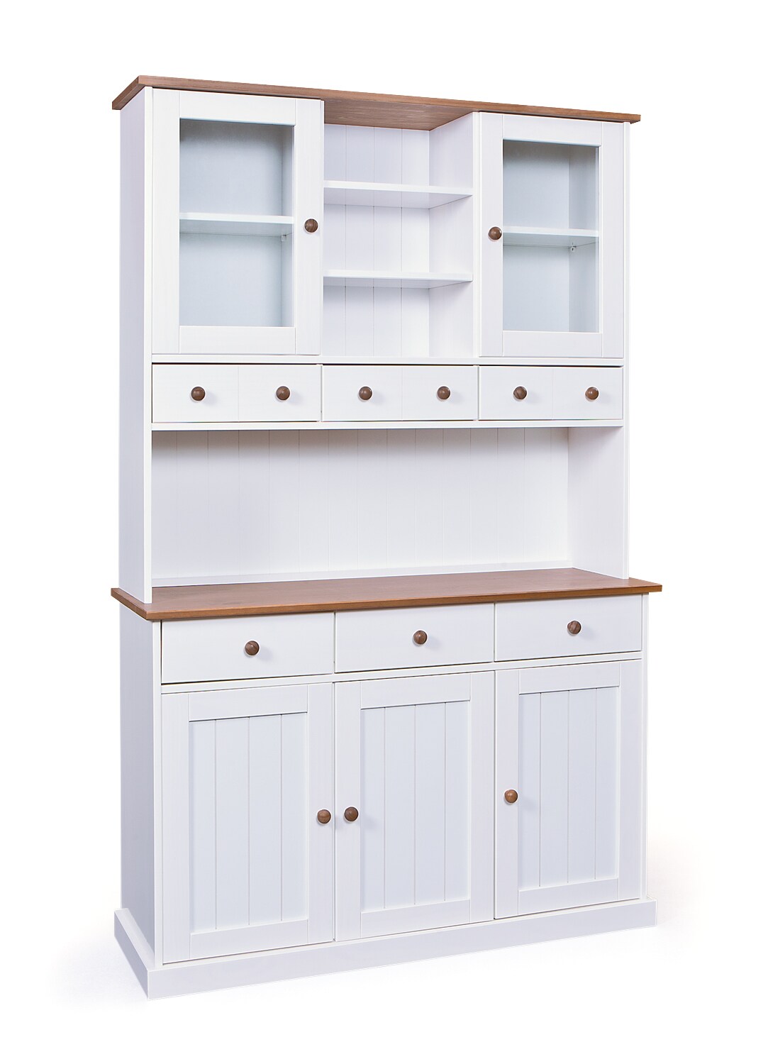Inter Link FSC Buffet Bufferschrank Westerland - Kiefer Massivholz - 5 Türen, 6 Schubladen - Weiss, Sepia lackiert