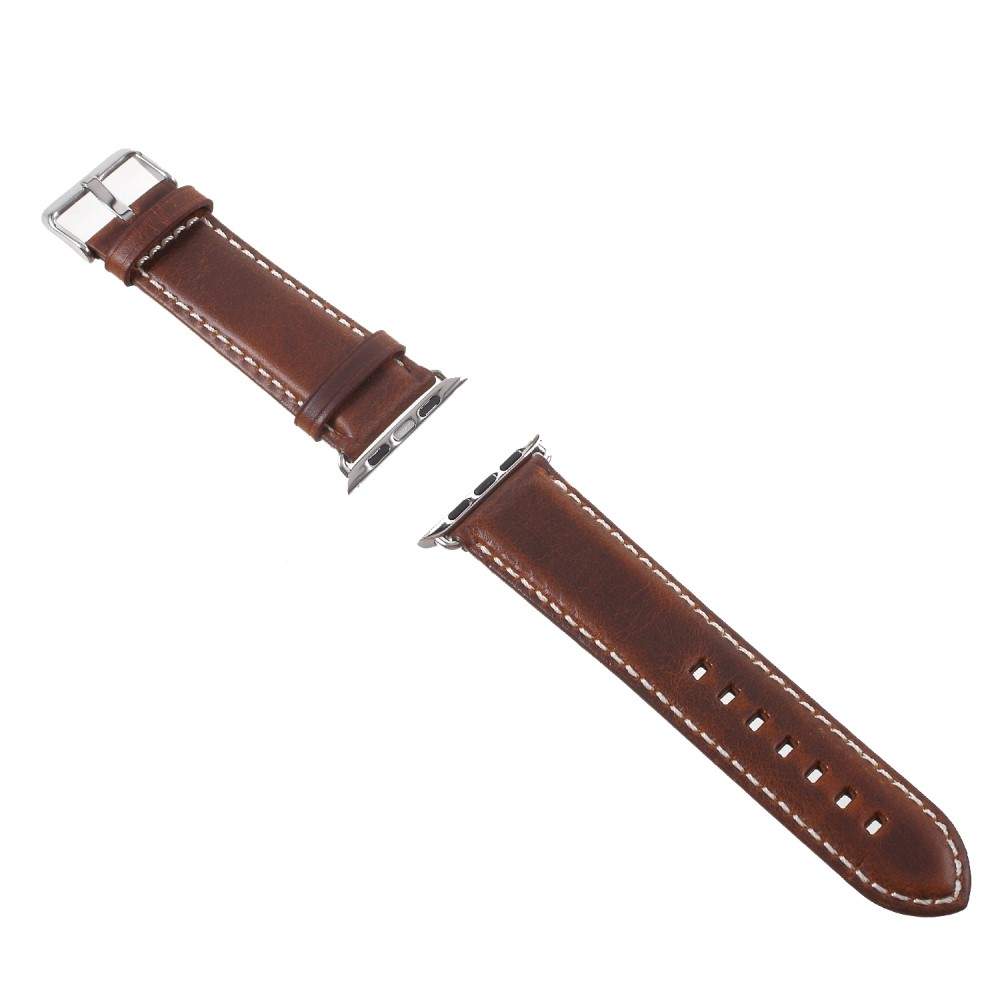Apple Watch (49/46/45/44 mm) Echtleder Vintage Armband mit Dornschliesse (Gelenkumfang: 180-220mm) - Braun