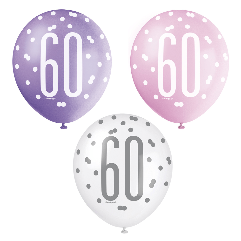 Ballonnen 60 Jaar Stippen 30cm 6st