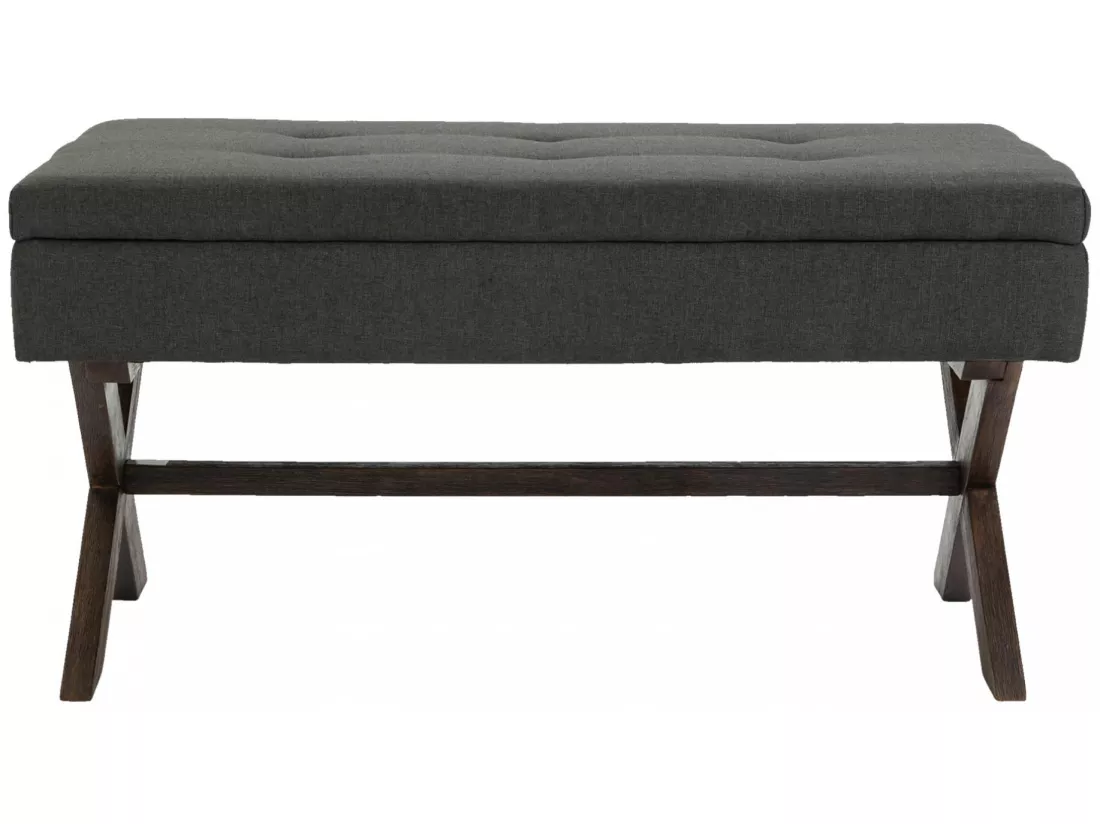 Banquette - Tissu & Bois - Gris foncé - Namaro
