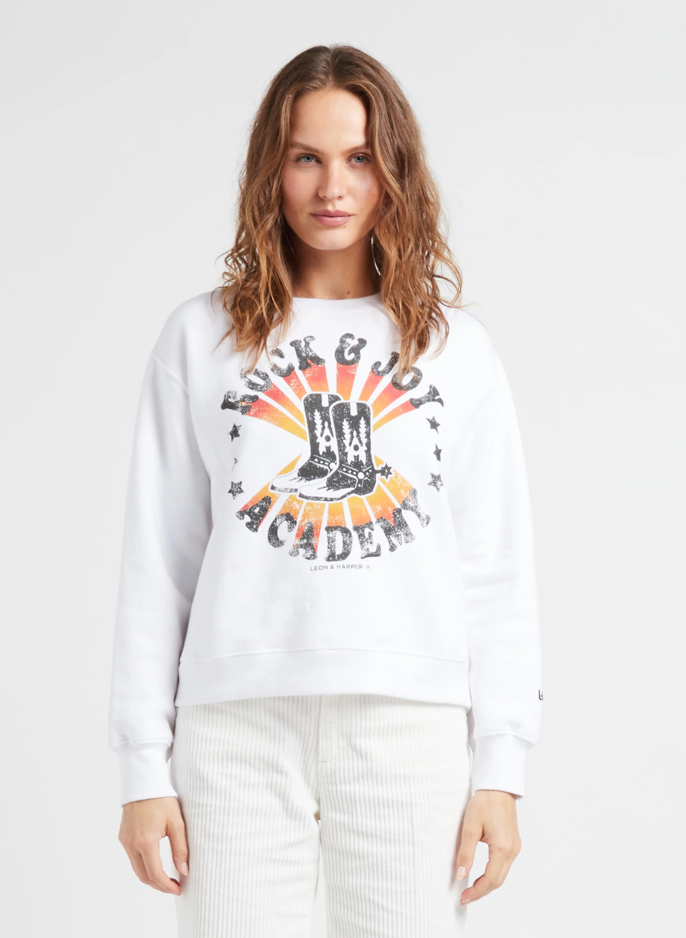 SORTIE - Sweat ample col rond sérigraphié en coton mélangé| Blanc