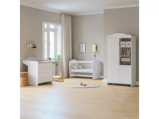 Lit bébé 60x120 et commode à langer Megeve Blanc