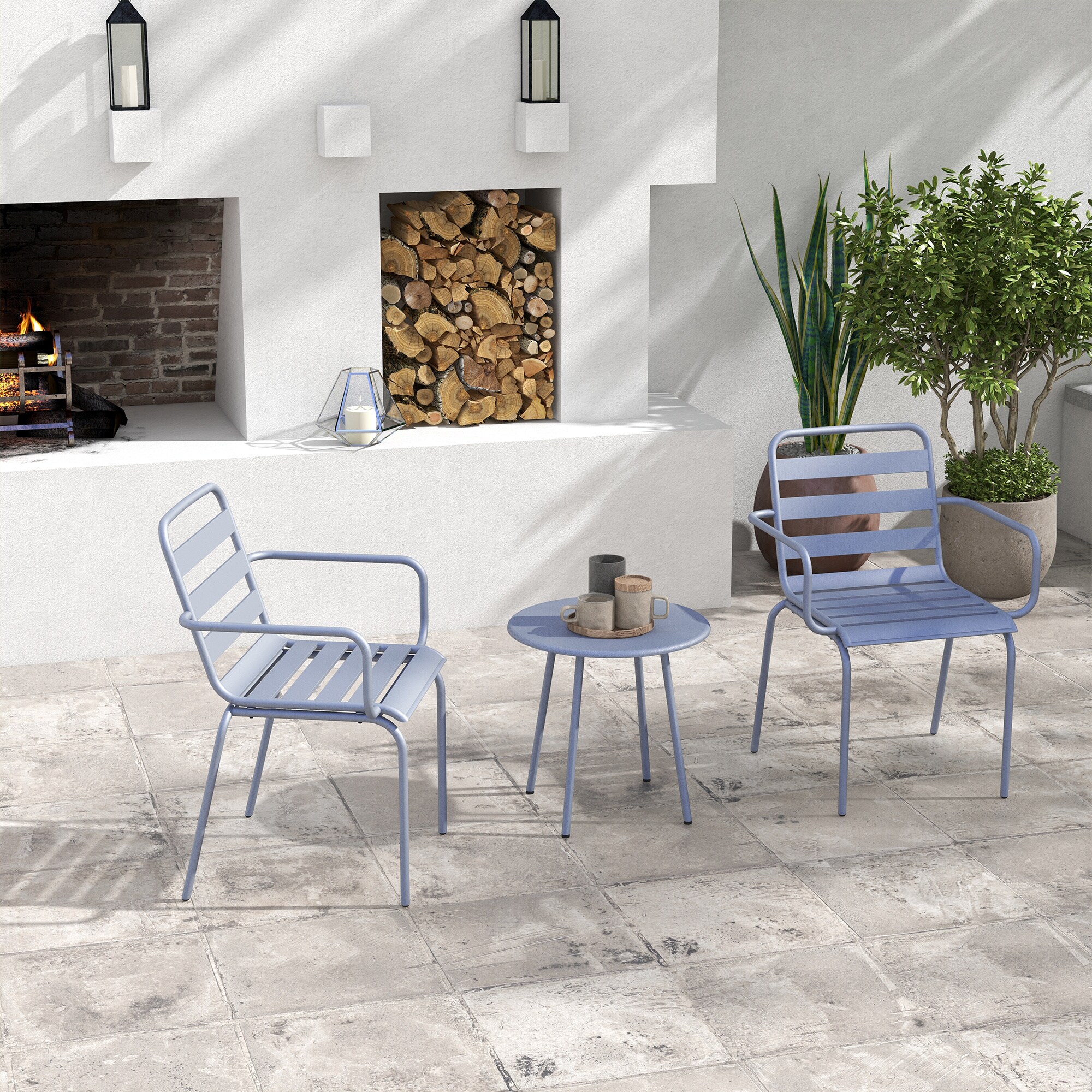 Outsunny Gartenmöbel-Set mit 2 Stühlen grün 51L x 58B x 78H cm