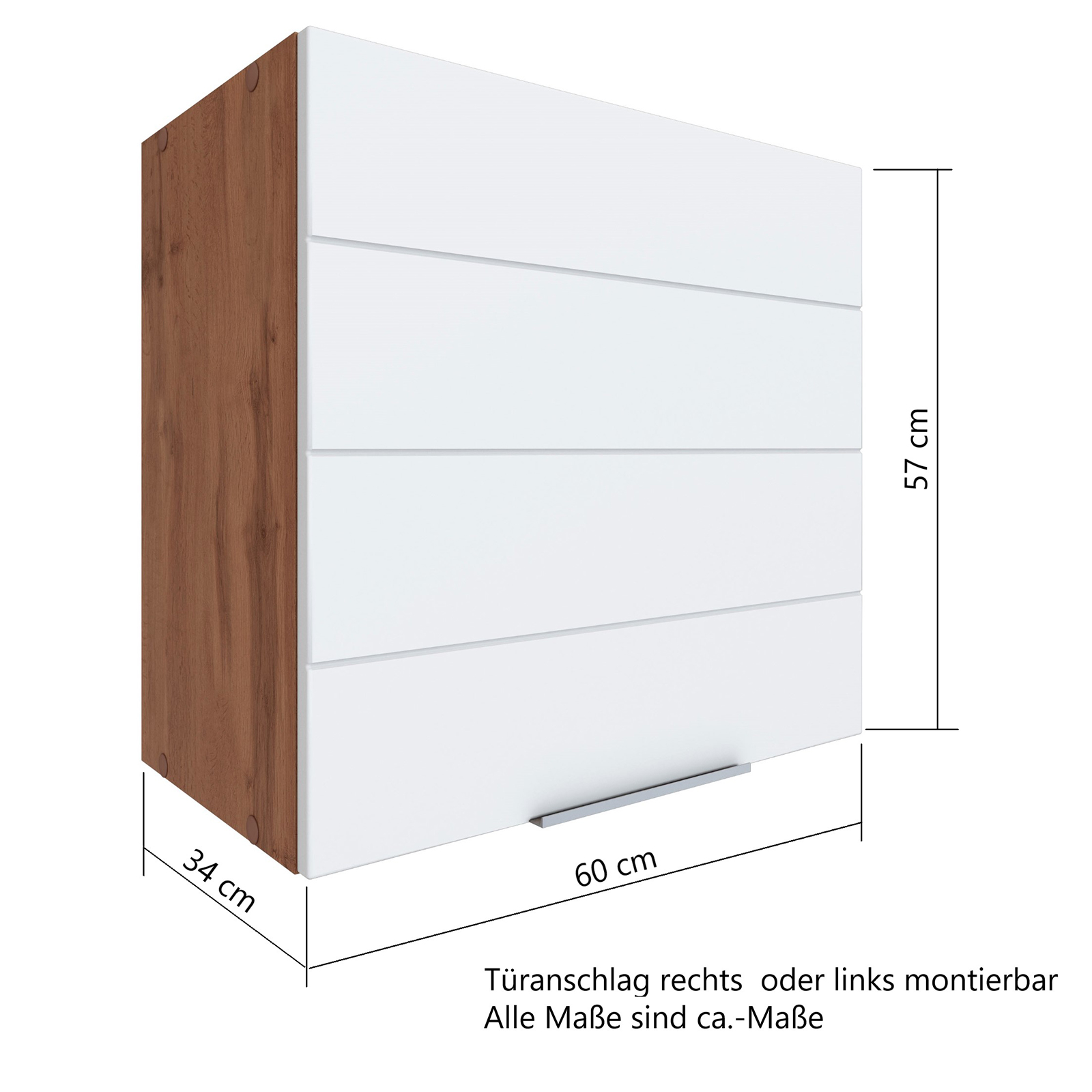 Hängeschrank FLORENZ - Wotaneiche-weiß matt - 60 cm