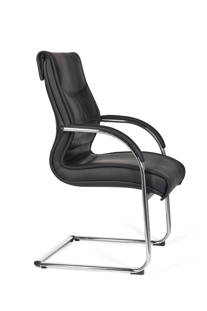 KADIMA DESIGN Freischwinger SANGRO Kunstleder, Chromgestell, Lendenstütze, bis 120 kg, in Caramel/Weiß/Schwarz