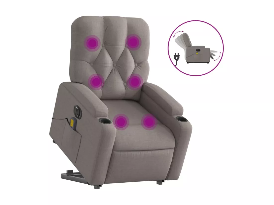 Fauteuil inclinable massant électrique Taupe Tissu