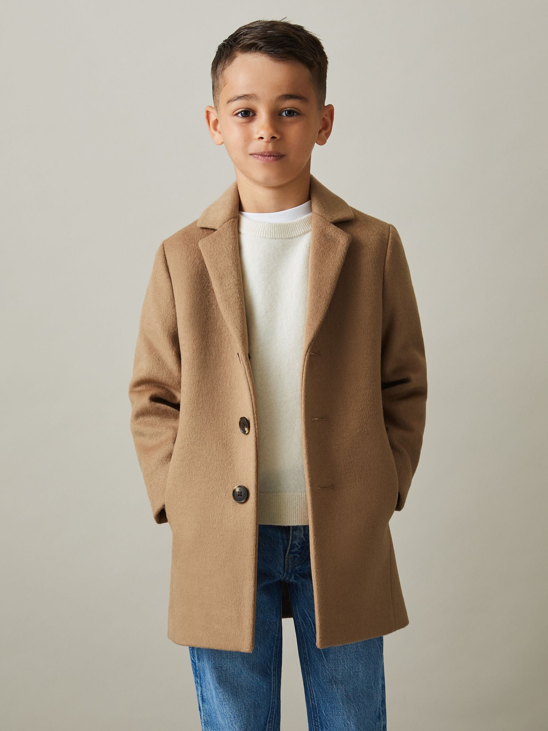 Camel - Reiss - Gable single-breasted overjas