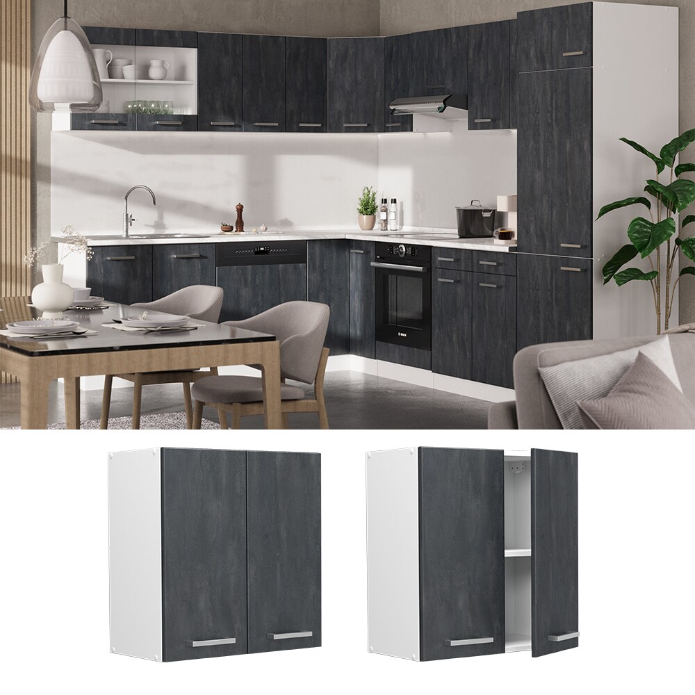 Vicco Hängeschrank R-Line Schwarz Beton Weiß 60 cm