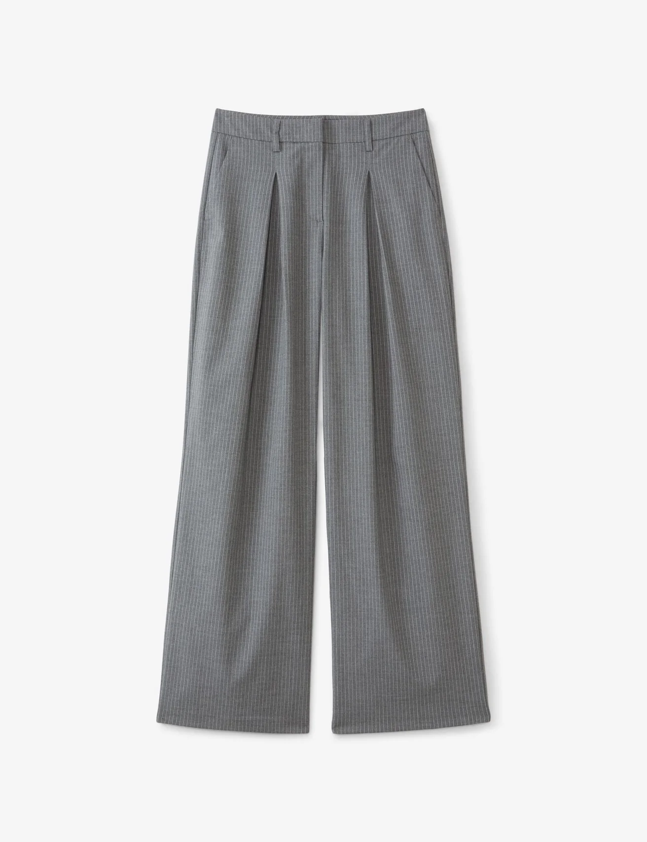 Pantalon palazzo gris moyen avec bandes blanches