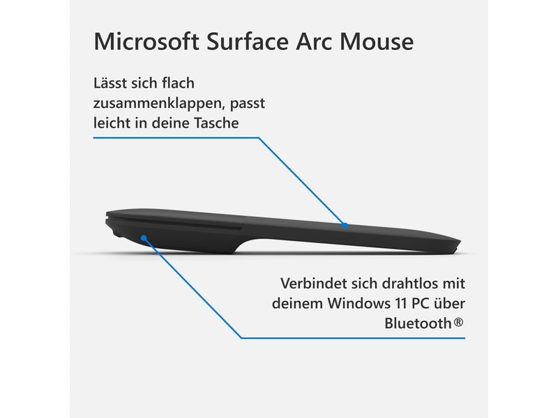 Microsoft Surface Arc Mouse schwarz Zusammenklappbare Bluetooth-Maus