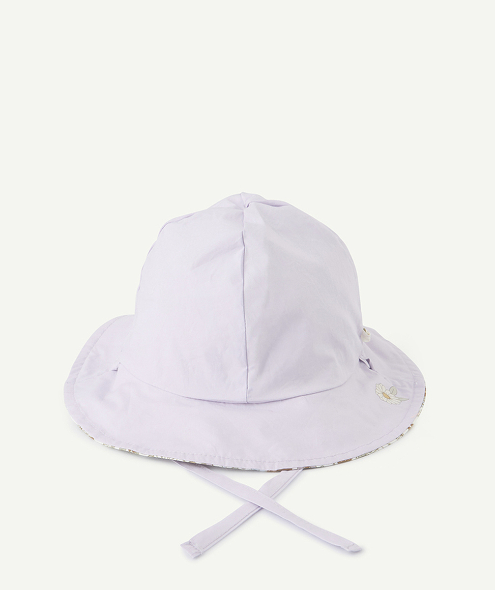 LITTLE DUTCHchapeau réversible bébé fille kaki et mauve imprimé à fleurs