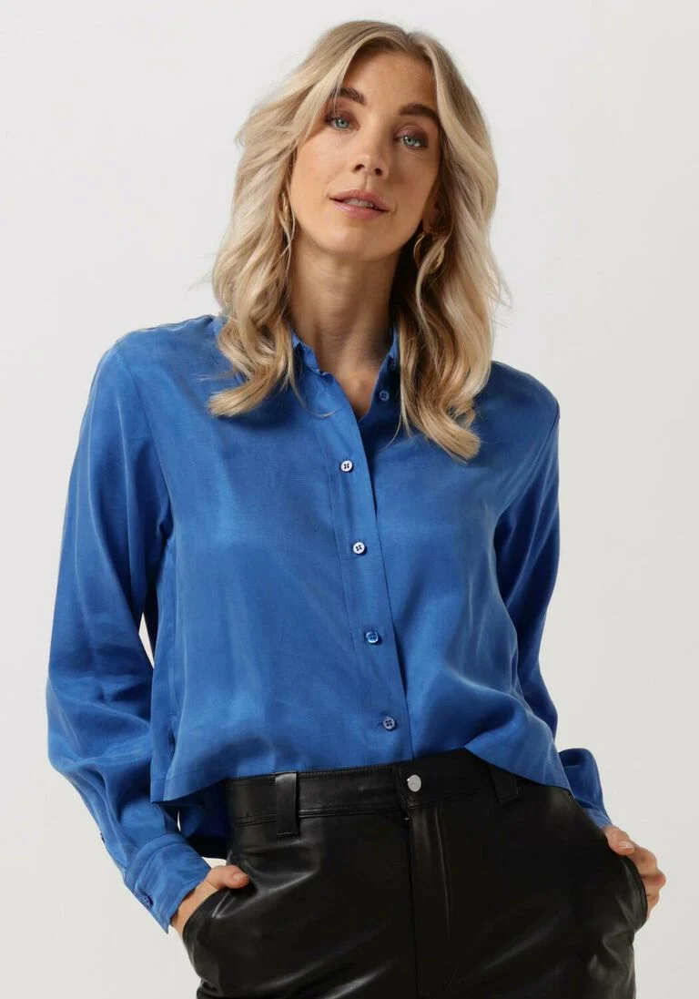 VANILIA blauwe vanilia blouse short cut shirt