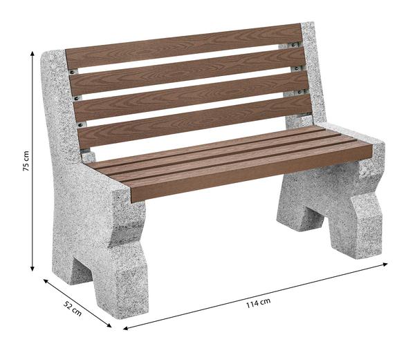 Dehner Granit-Gartenbank, 2-Sitzer, ca.