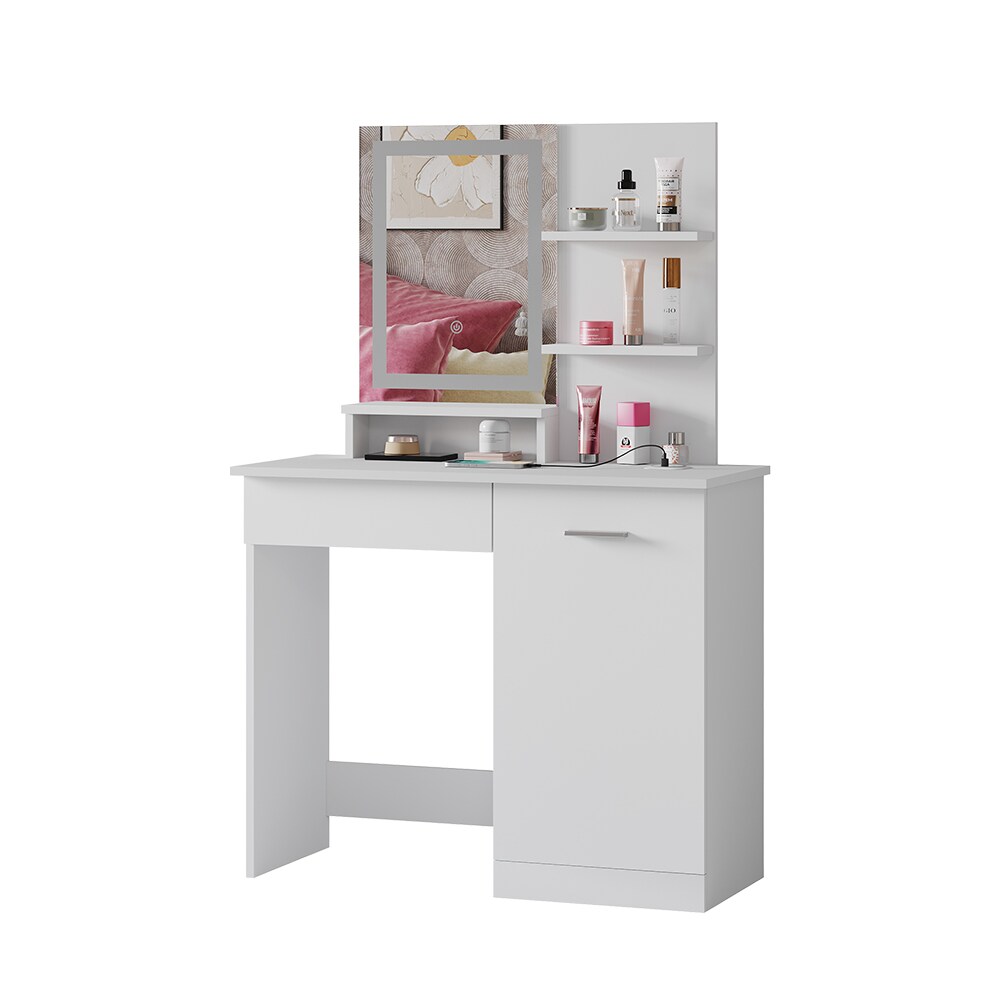 Vicco Schminktisch Julia 90 cm mit LED-Spiegel und QI-Ladestation