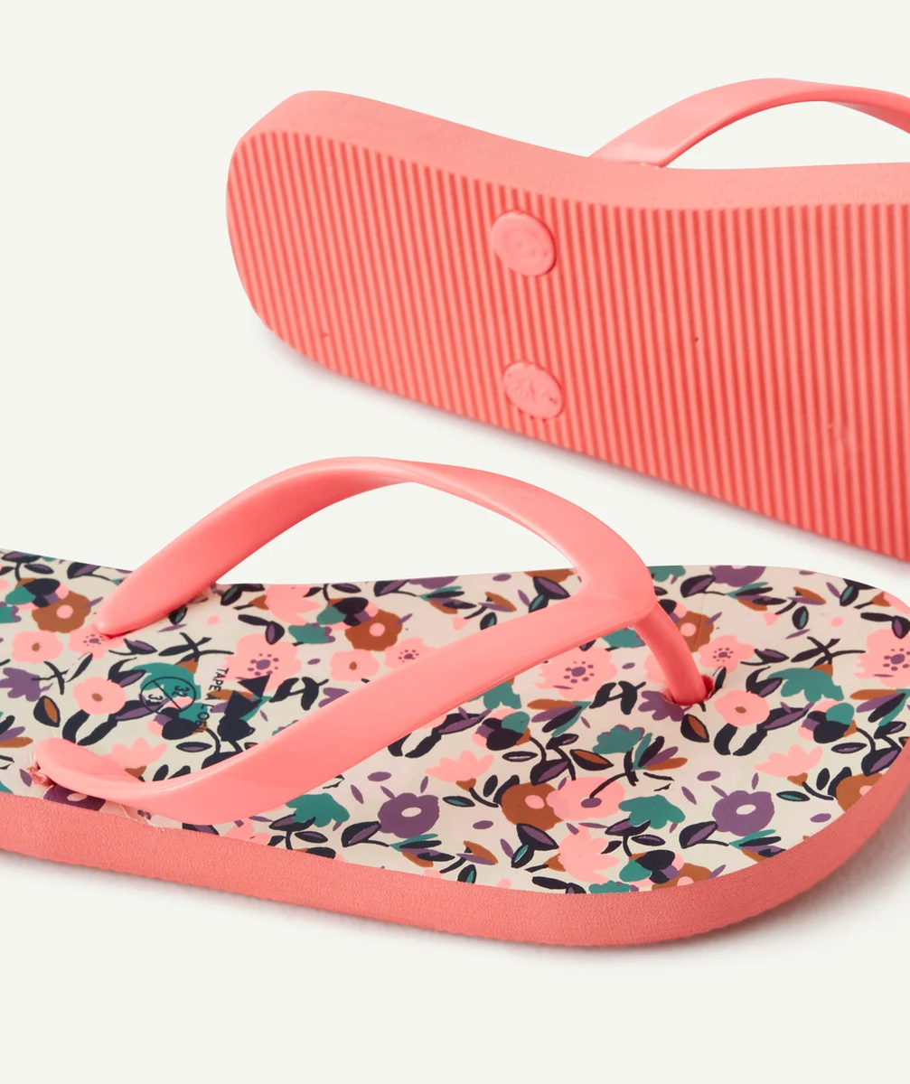 TONGS FILLE ROSE À L'IMPRIMÉ FLEURI